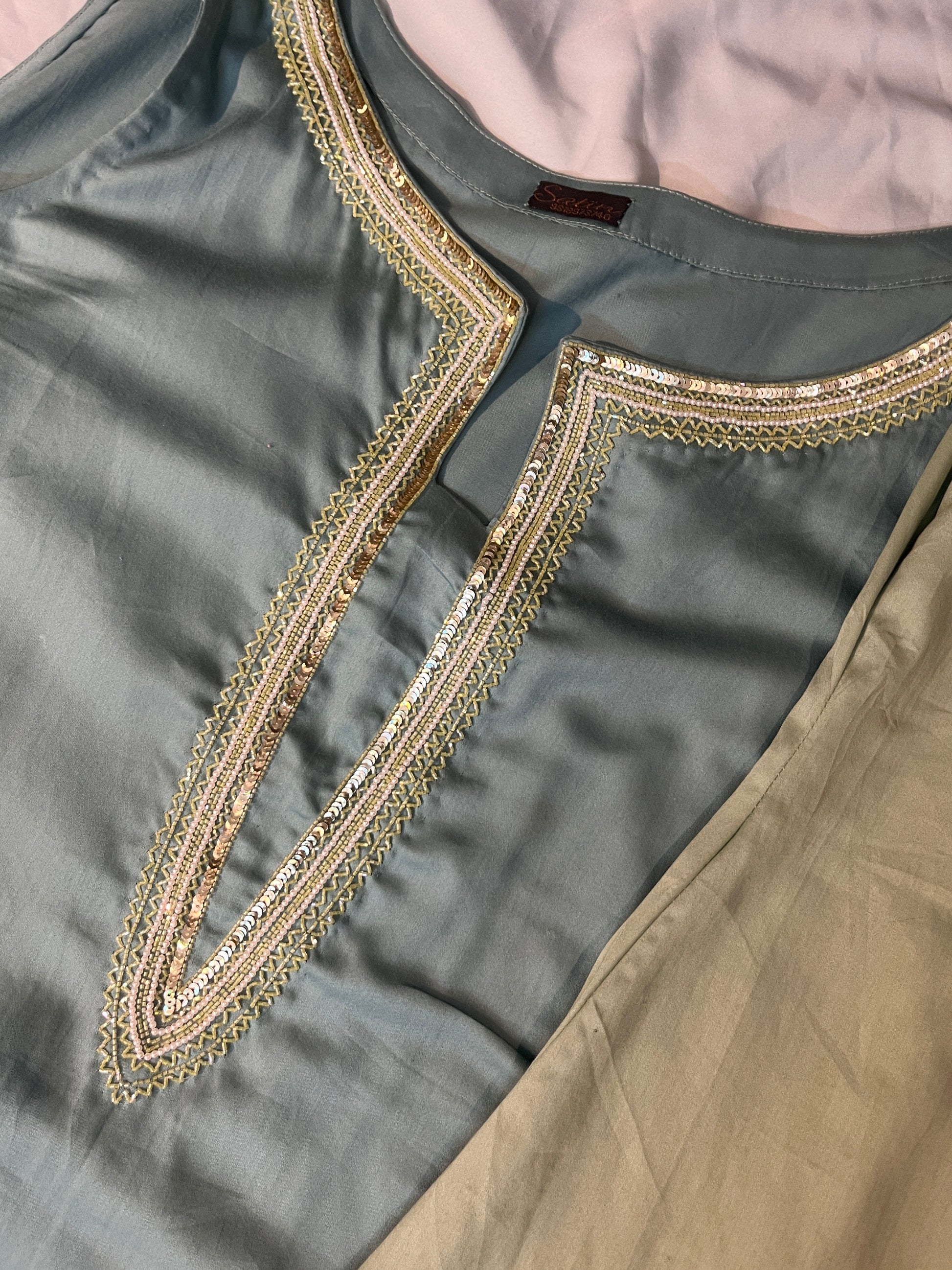 Meethi - KURTA Rose Gold Hand Embroidered Sleeveless Kurta | Elegant Cotton Kurti for Rakhi & Everyday Wear