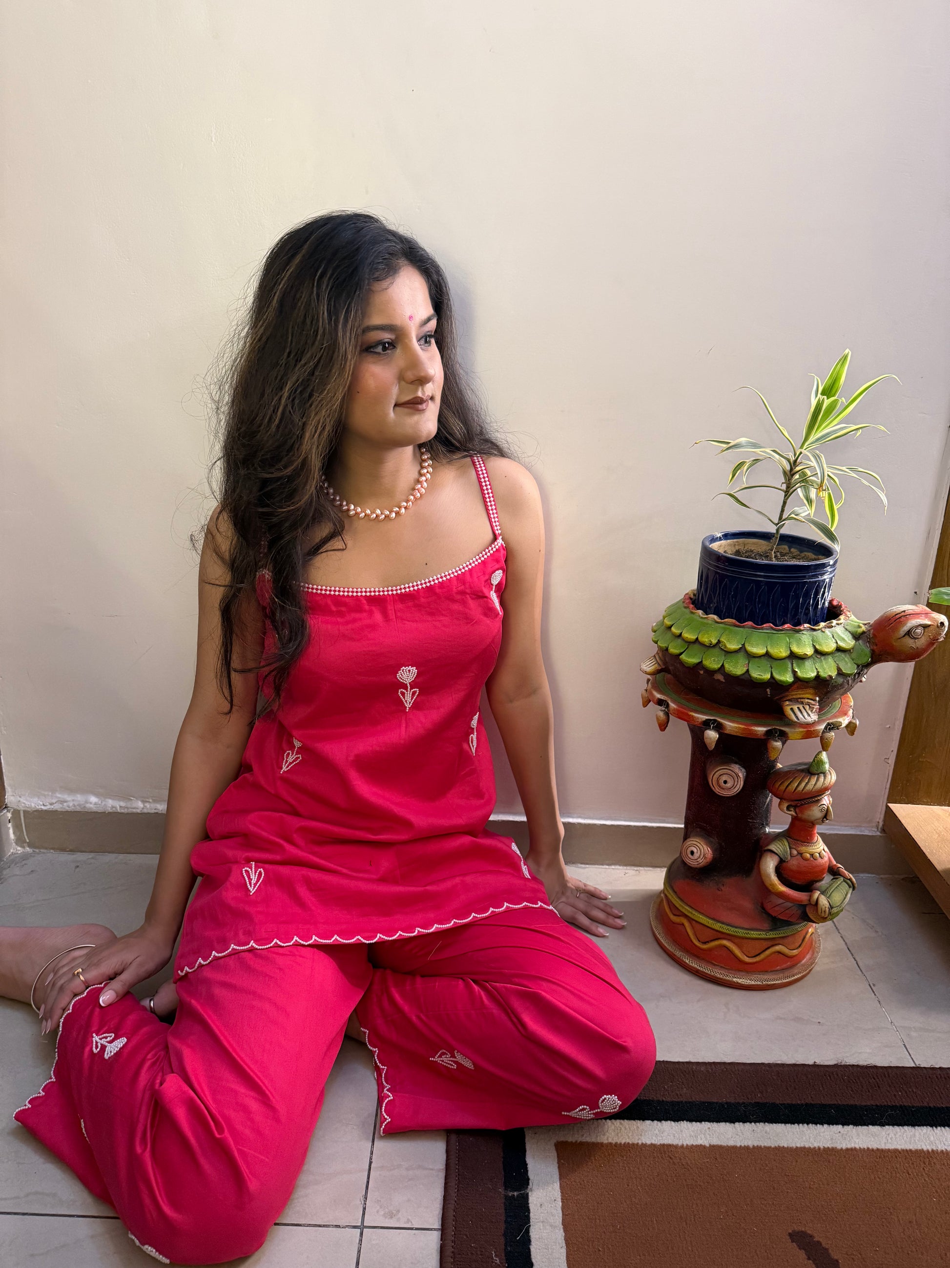 🌷 GUL🌷KURTA. Strappy Sleeveless Cord Set for Rakhi | Girly Cotton Co-ord for Indian Summer