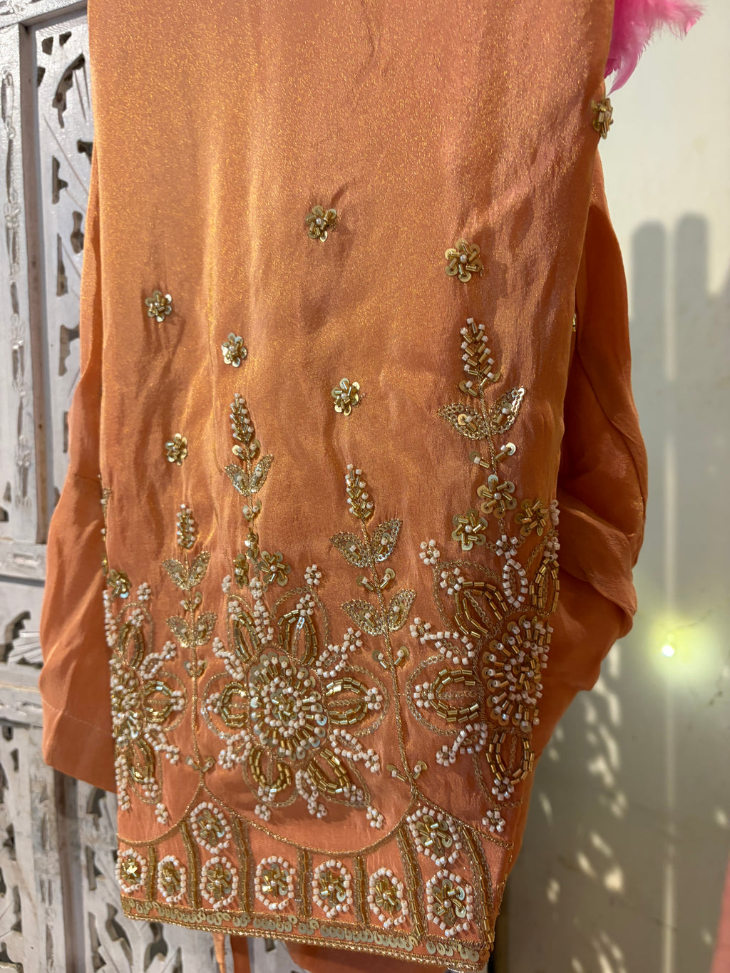Bridal tissue anarkali- budget friendly embroidered Anarkali.