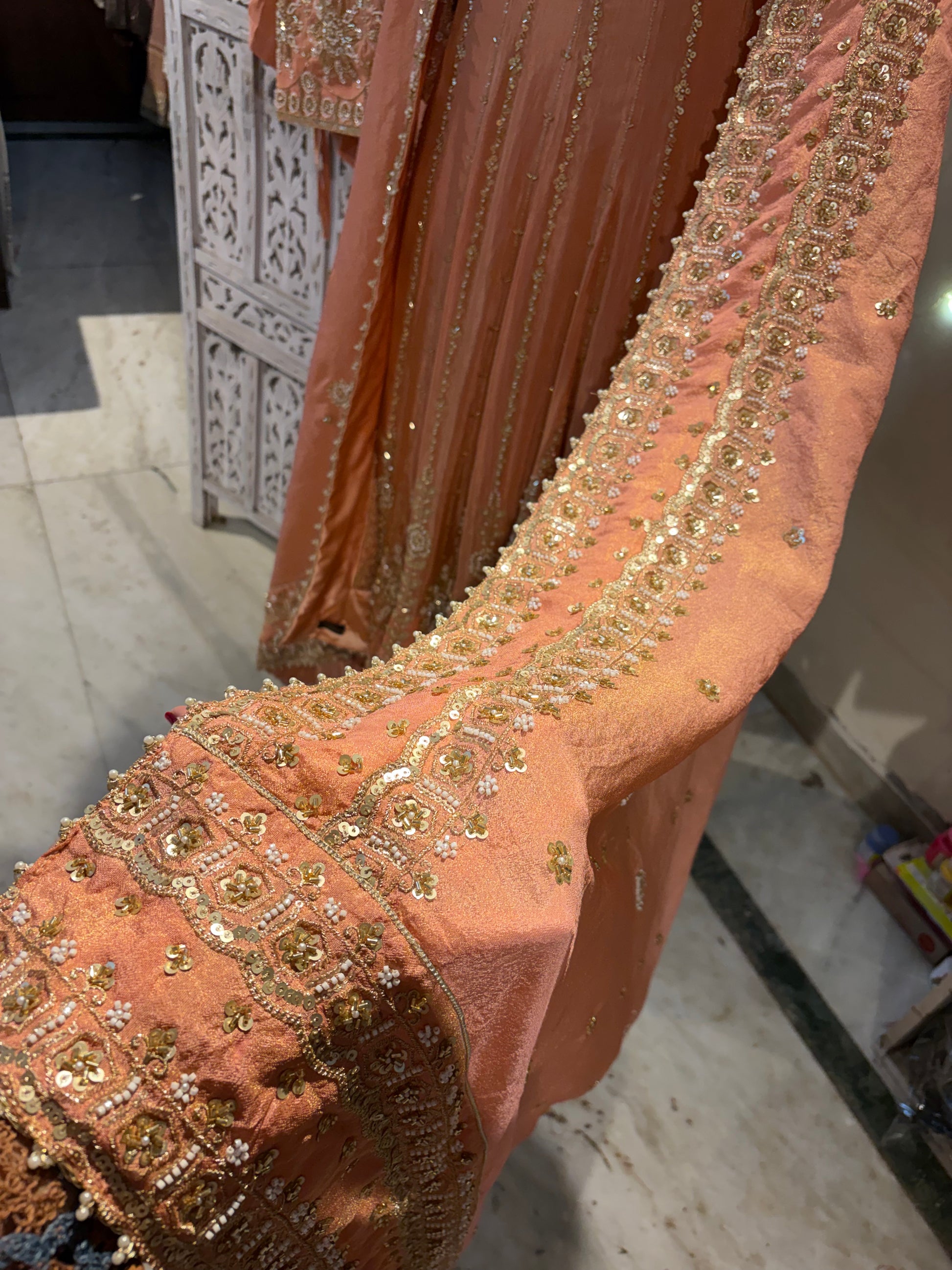 Bridal tissue anarkali- budget friendly embroidered Anarkali.