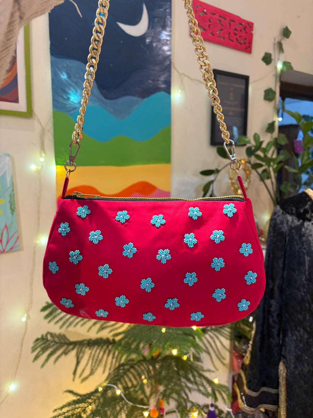 Hot pink Embroidered handbag