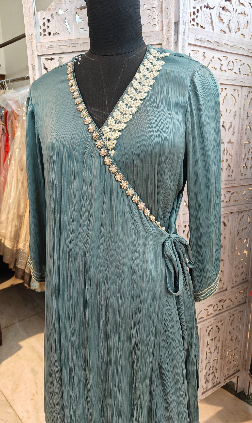 Wrap Around Cord set-tunic with pants- for festive functions and weddings