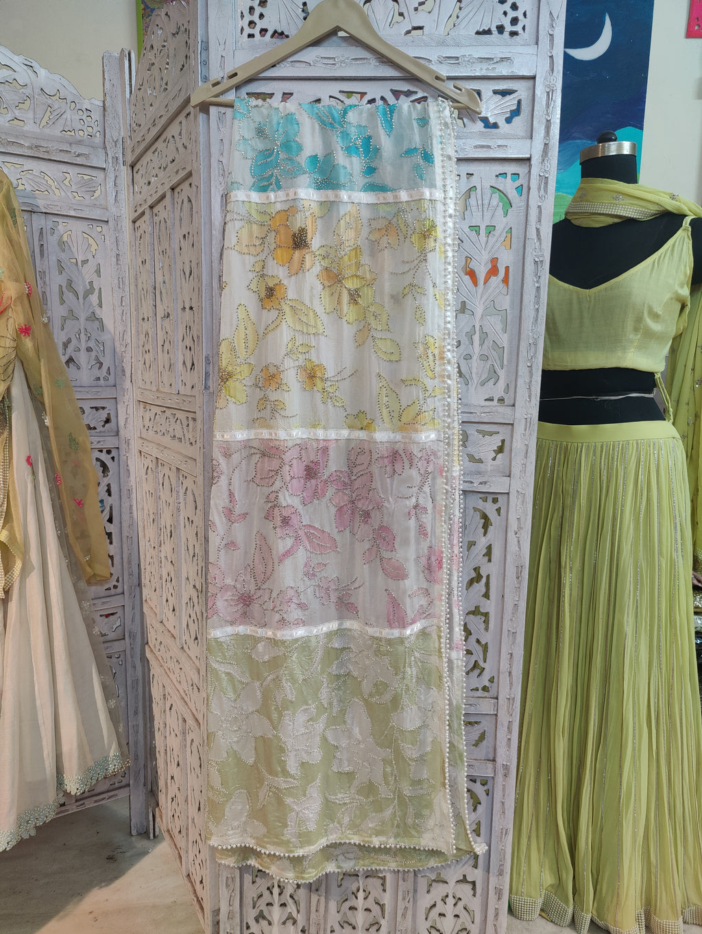 MULTICOLOURED DESIGNER DUPATTA WITH HANDWORK