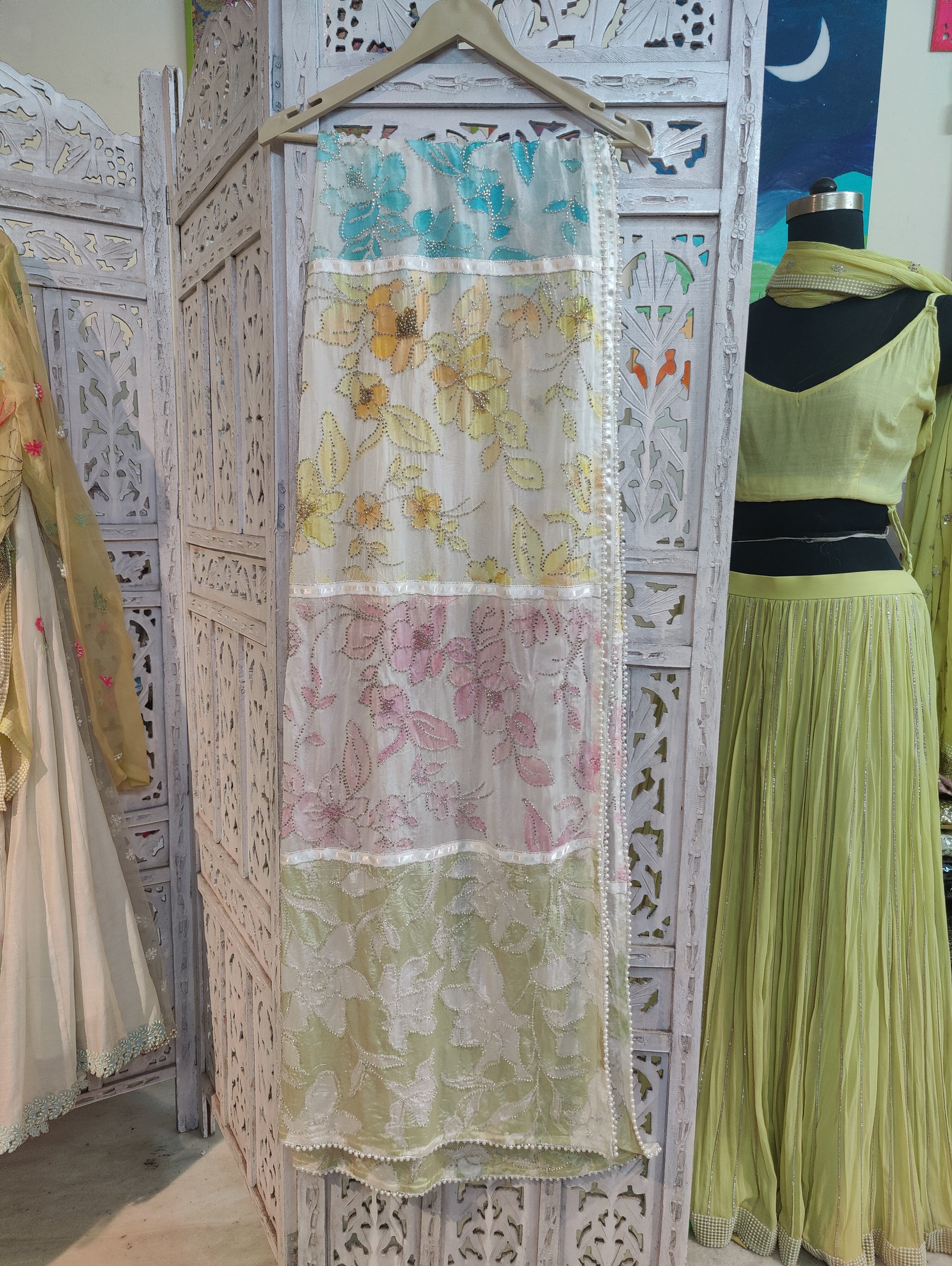 MULTICOLOURED DESIGNER DUPATTA WITH HANDWORK