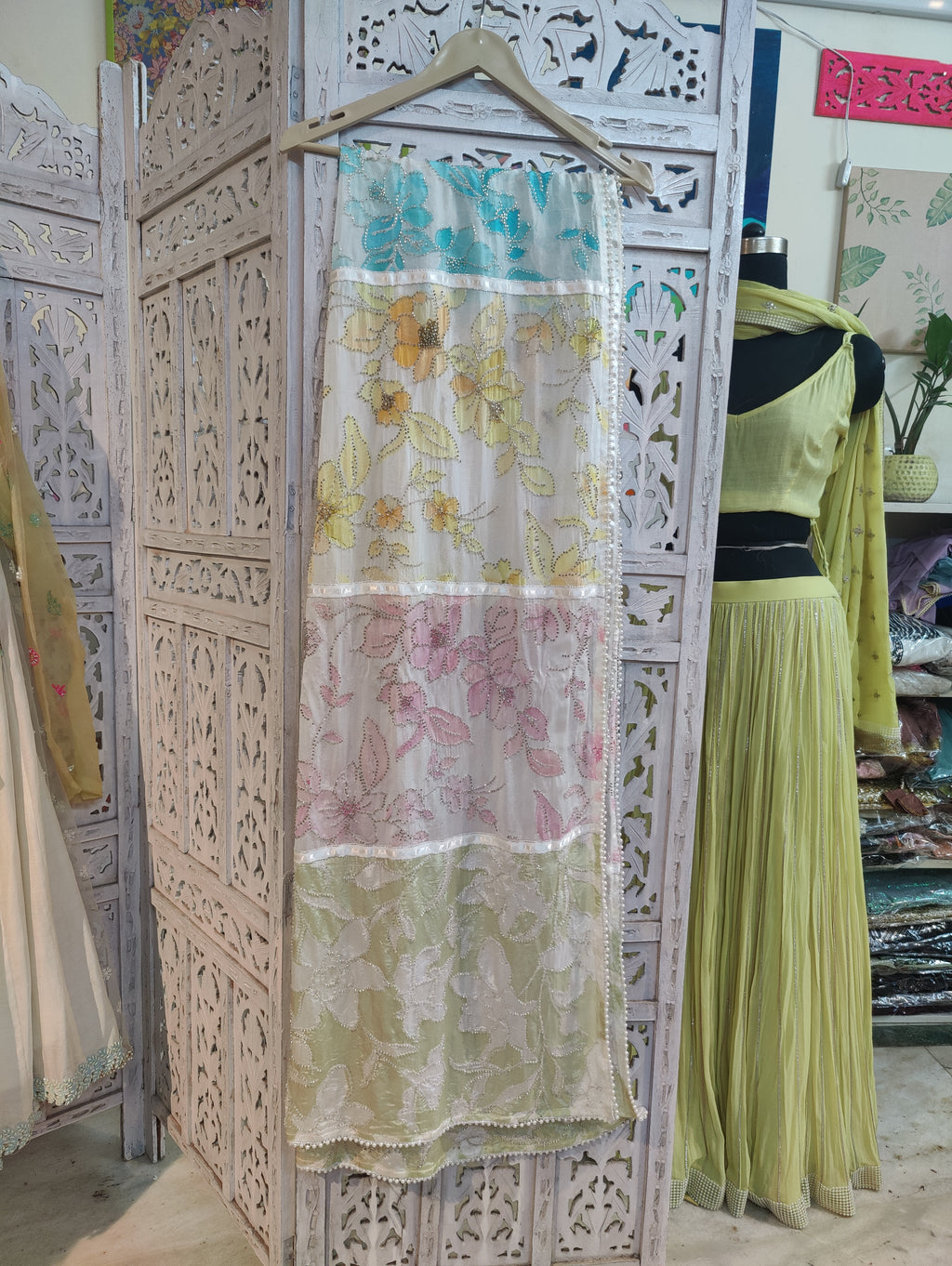 MULTICOLOURED DESIGNER DUPATTA WITH HANDWORK