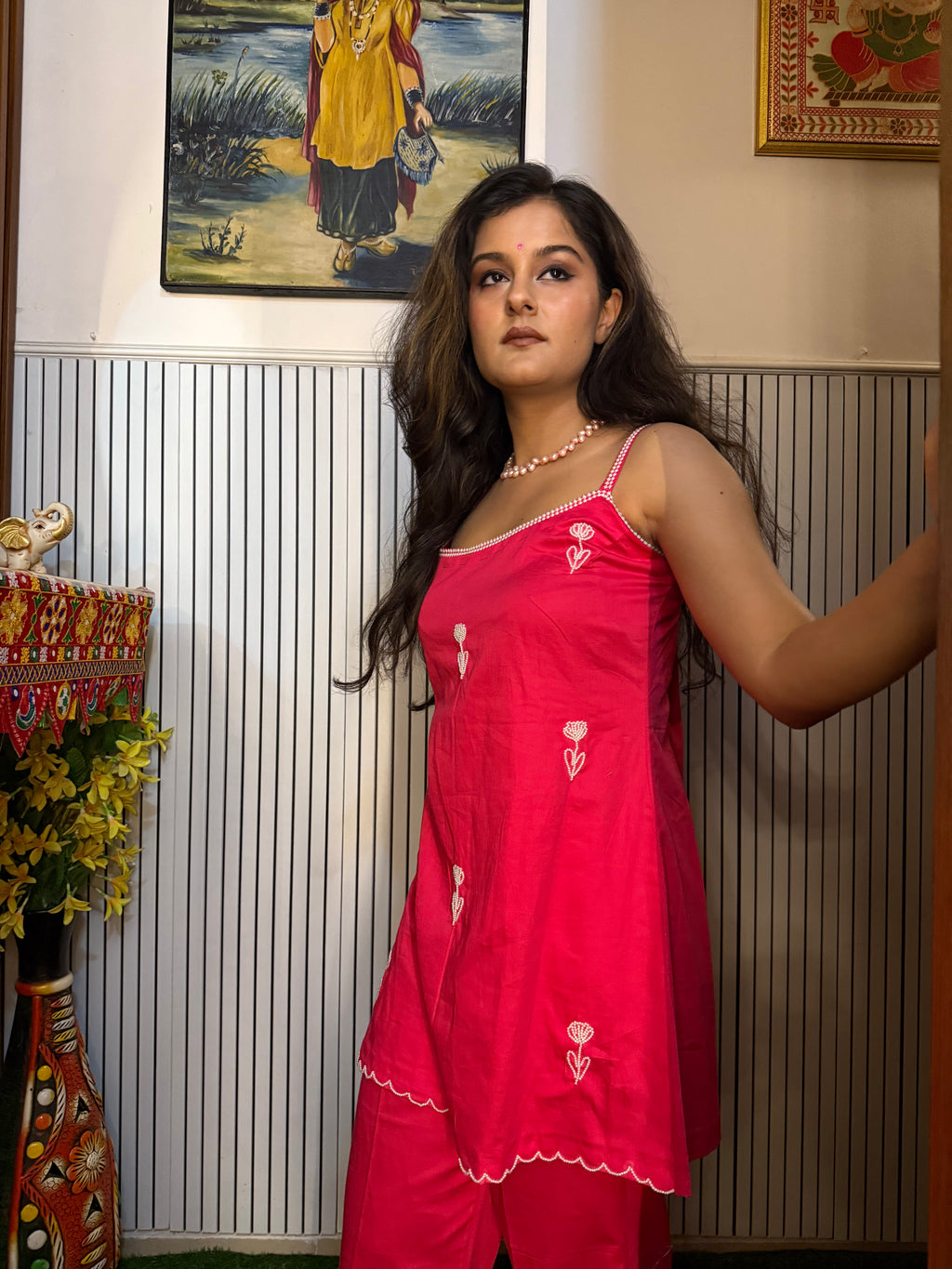 🌷 GUL🌷KURTA. Strappy Sleeveless Cord Set for Rakhi | Girly Cotton Co-ord for Indian Summer