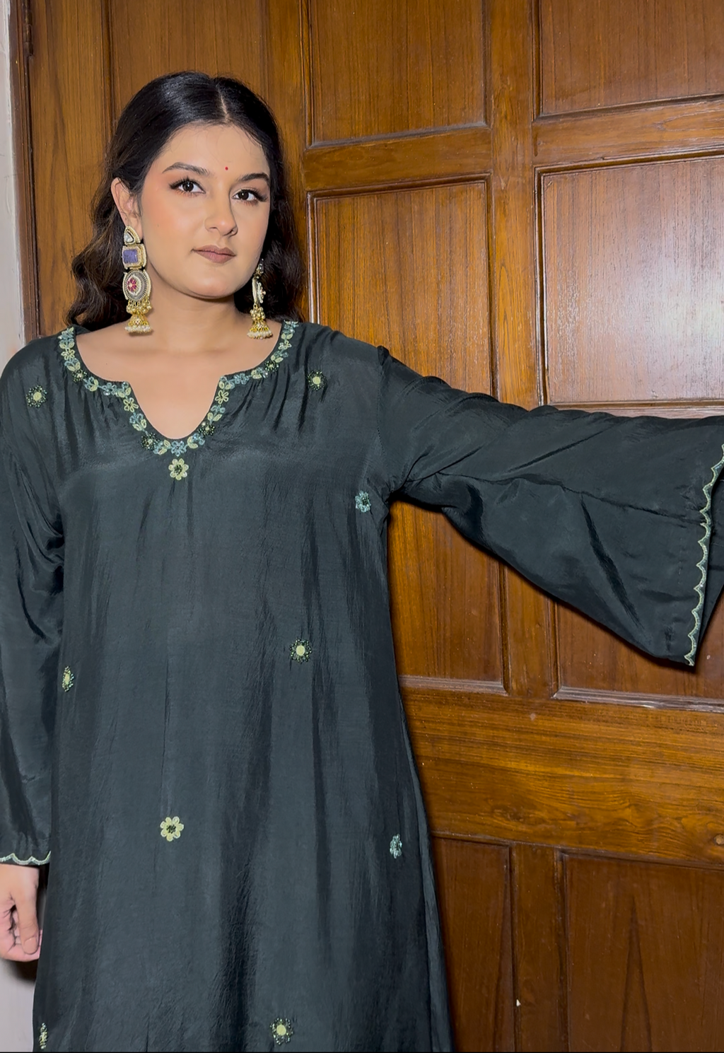 REHMAT Choga Set, Hand Embroidered Cotton Choga Set for Women | Katdana & Crystal Co-ord Under ₹9K for Rakhi & Summer Occasions