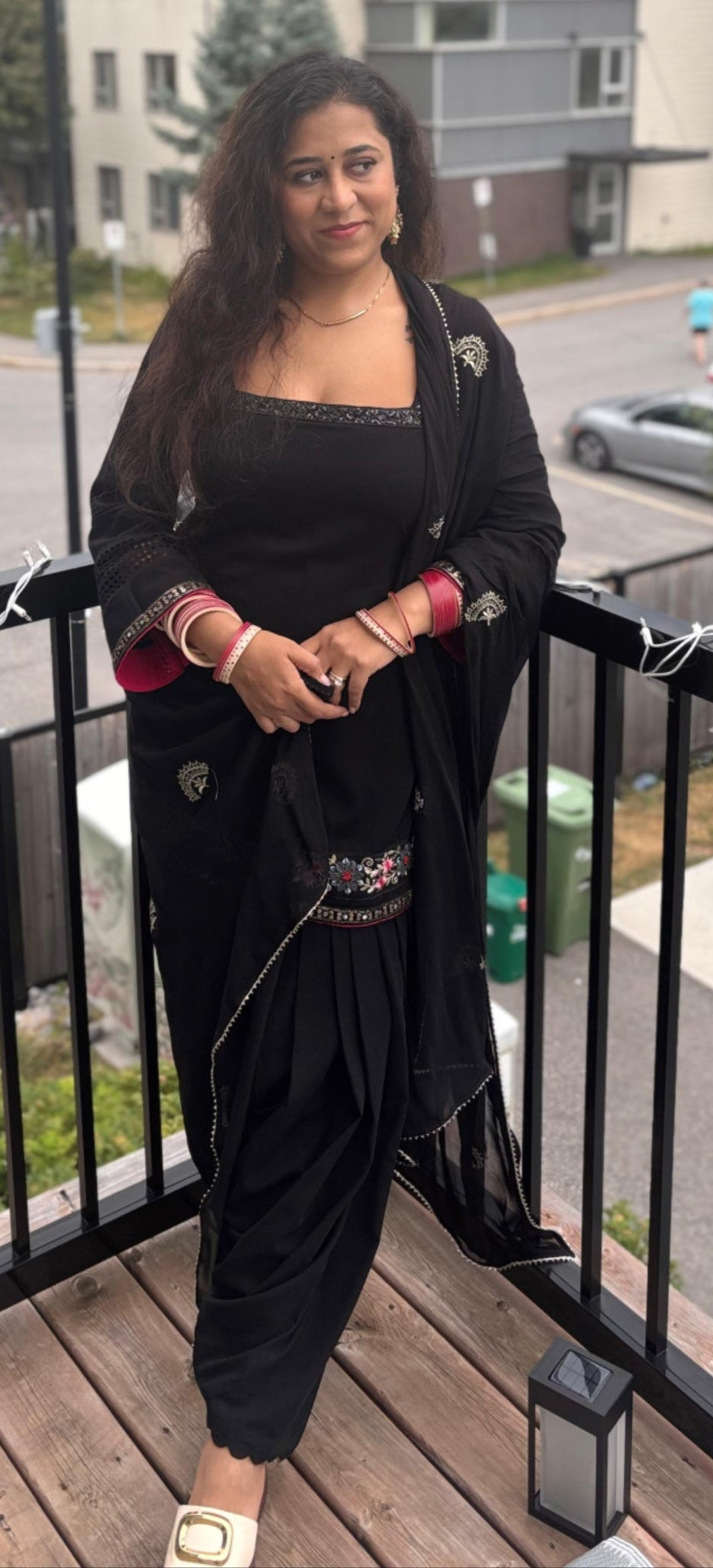 Black Georgette Patiala Suit Embroidered Dupatta | Full Patiala, Breathable Festive Wear