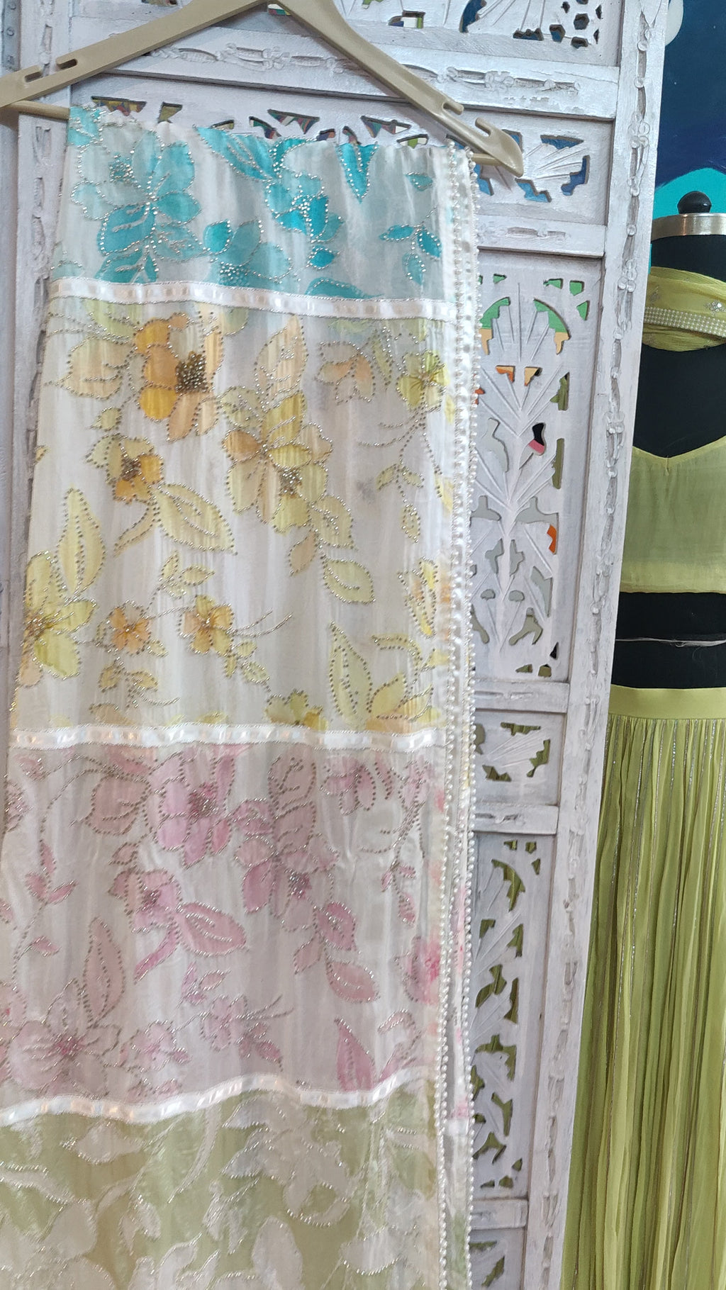 MULTICOLOURED DESIGNER DUPATTA WITH HANDWORK