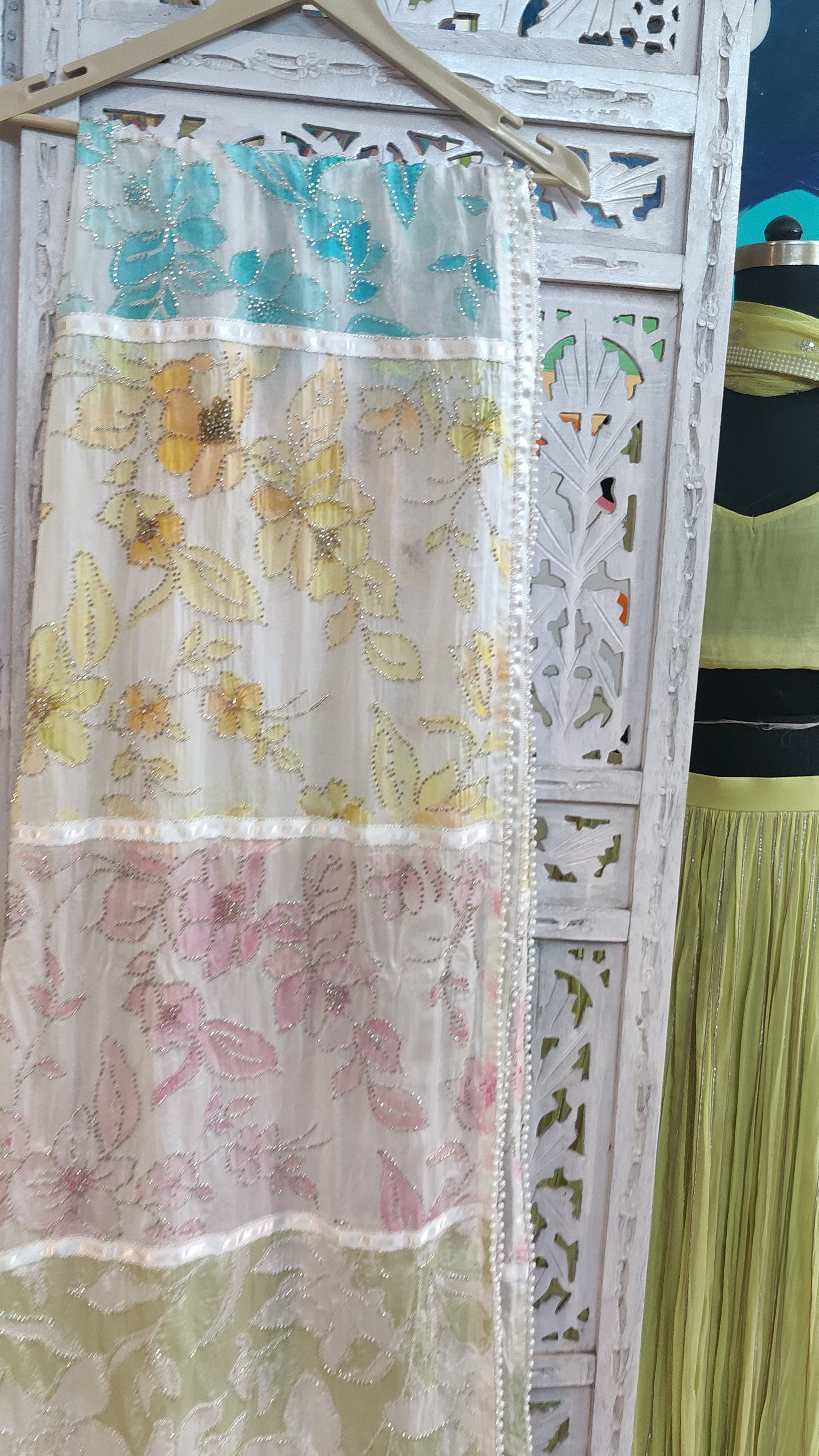 MULTICOLOURED DESIGNER DUPATTA WITH HANDWORK