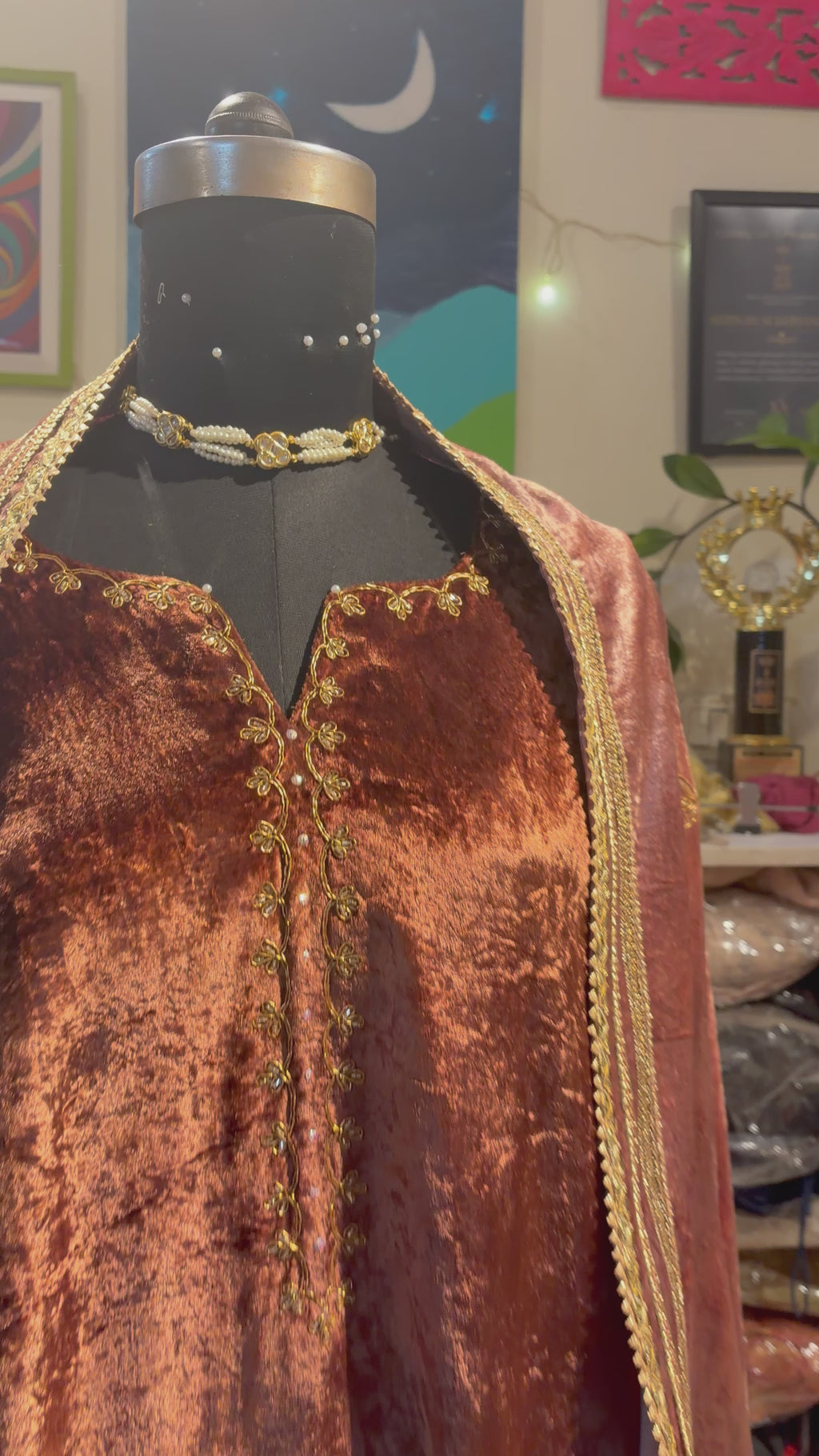 Nude brown ombre embroidered saree in Georgette