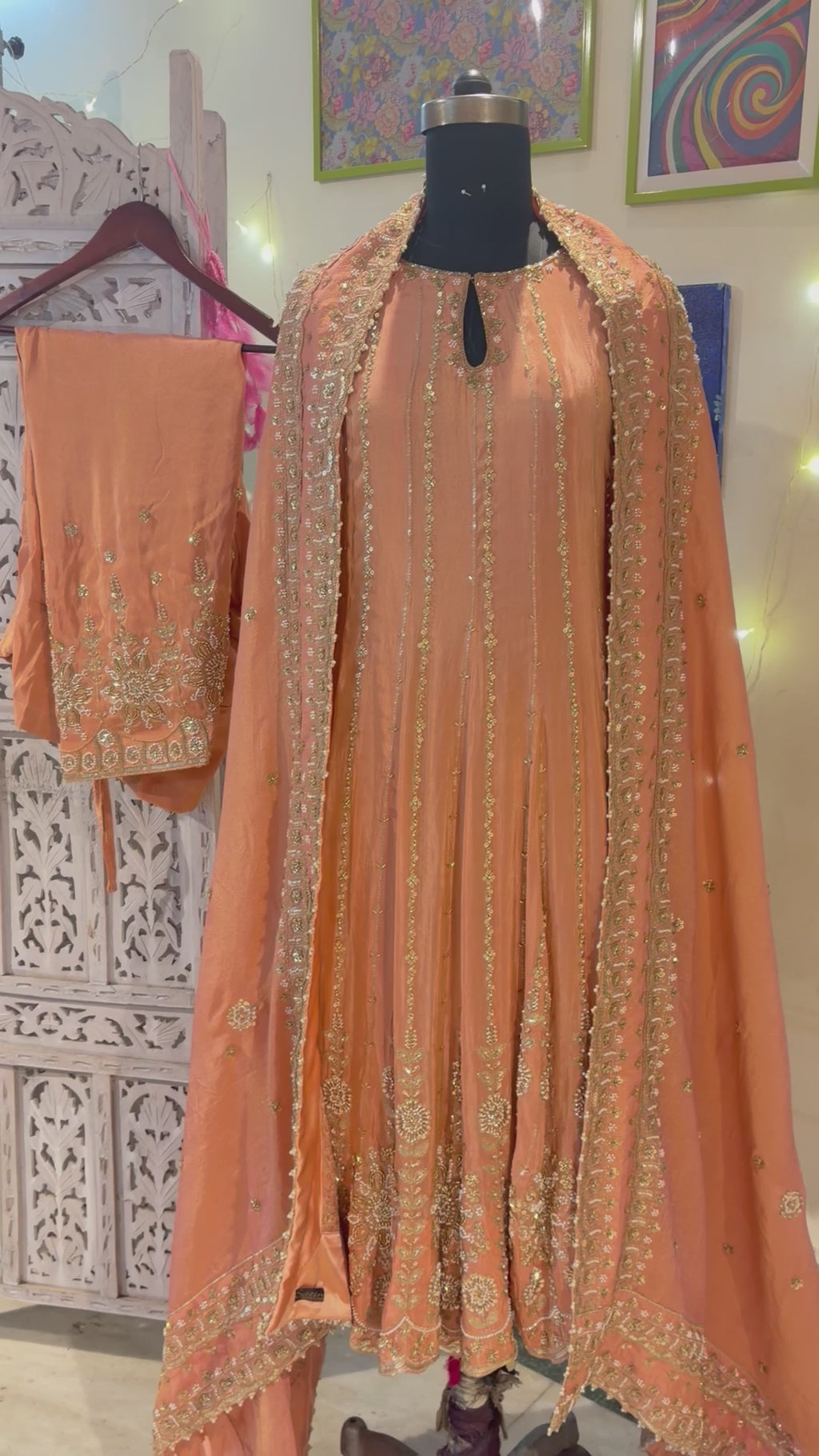 Bridal tissue anarkali- budget friendly embroidered Anarkali.